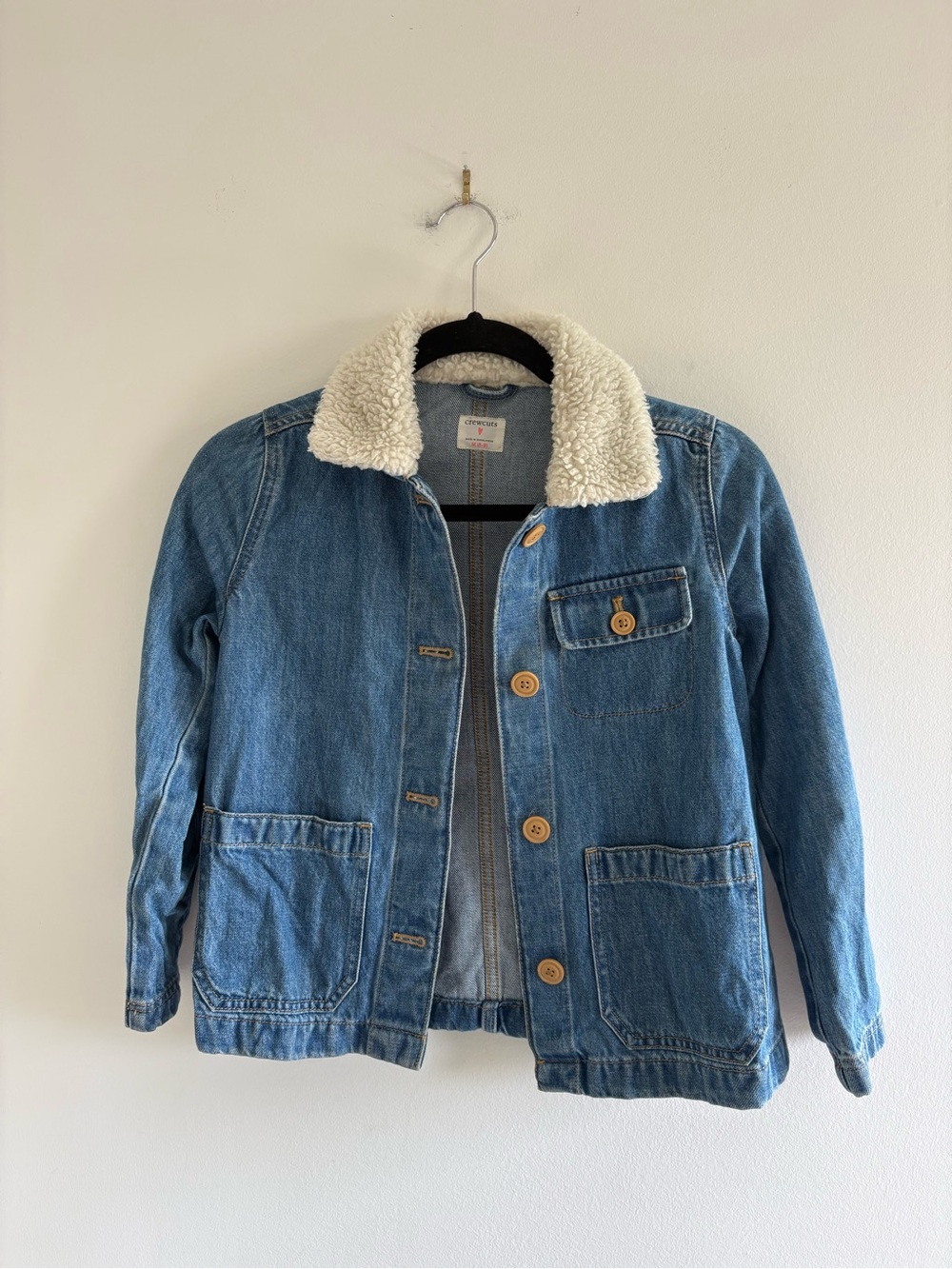Jcrew Girls Denim Chore Jacket with Sherpa Trim Collar size M (8-9)